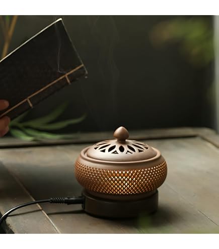 Amazon.co.jp: バーナー電気 | メタリックスタッズ付き六角形電気香炉